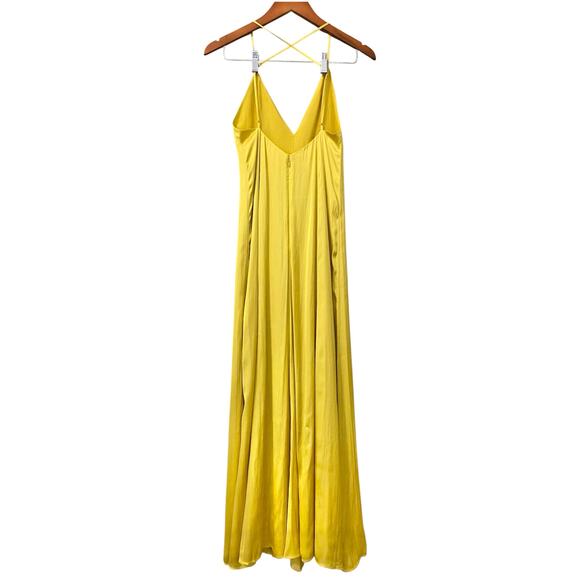Lovers + Friends Bermuda Maxi Dress Small Yellow Satin Evening Formal Gown Glam - Picture 5 of 11